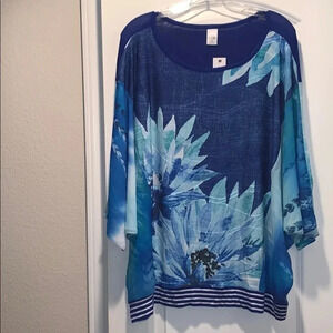 East 5th Blue Dolman Sleeve Tunic Top